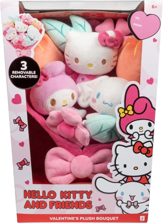 Hello Kitty and Friends - 12-inch Plush Valentine’s Bouquet - 9 Plush - Officially Licensed Product from Jazwares - Ages 6+ - Image 2