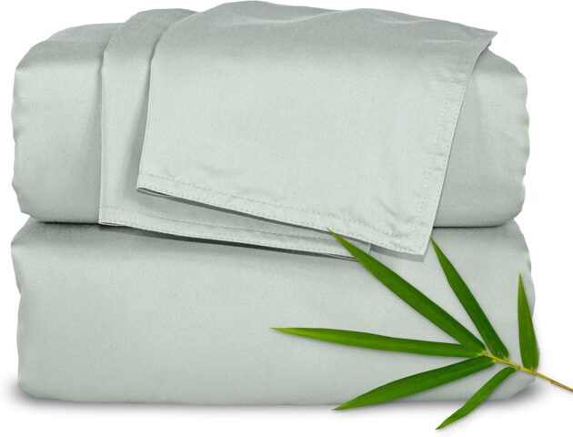 King Sheets by Pure Bamboo, Genuine 100% Organic Viscose Derived from Bamboo Bed Sheet Set, Luxuriously Soft & Cooling, Double Stitching, Lifetime Quality Promise (King, Sea Glass)